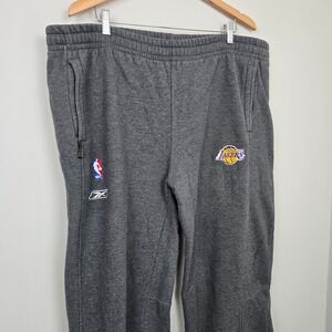 Reebok NBA Fusion Los Angeles Lakers Sweatpants XL Gray Fleece Logo Track Pants